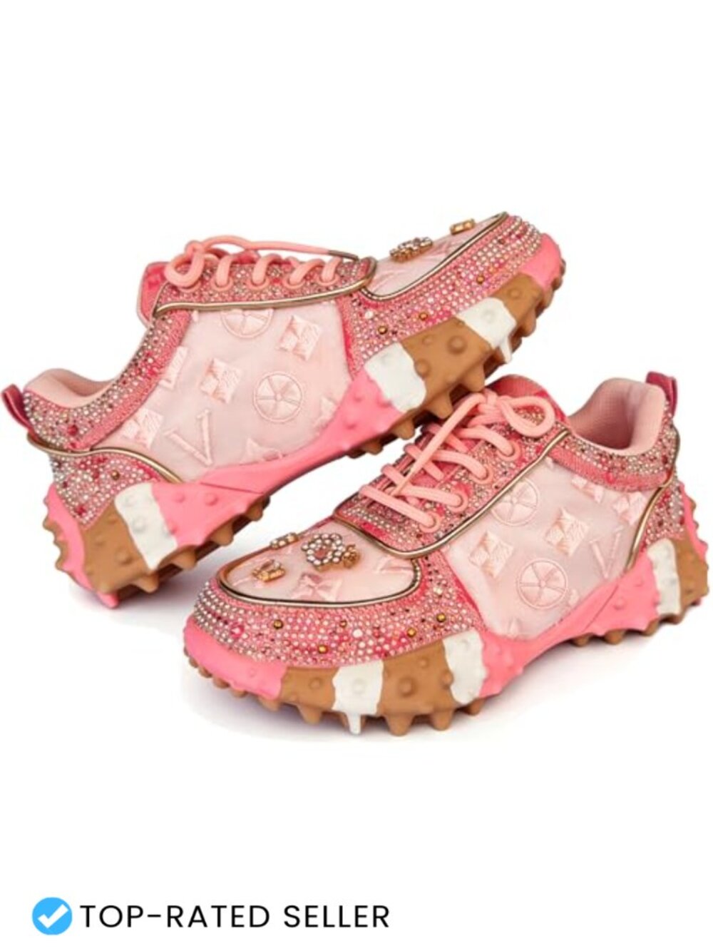 Sparkly Rhinestone Platform Sneakers Women's Fashion Dressy Walking Shoes